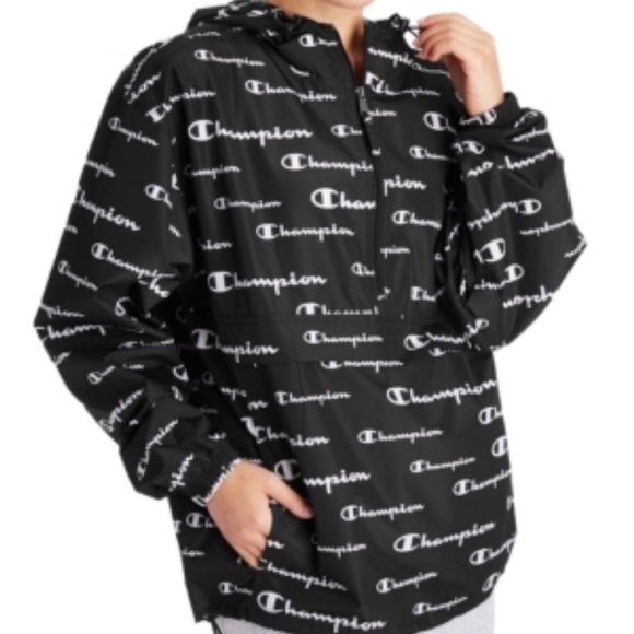Unisex Champion Black and White Logo Rain jacket - Picture 1 of 8